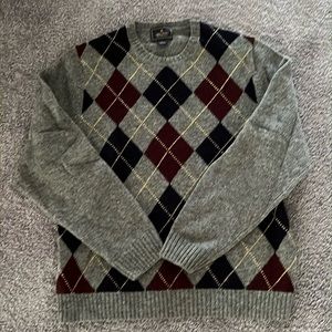 Brooks Brothers Gray Argyle Crewneck Sweater